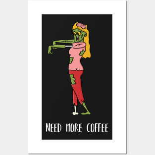 Coffee Zombie Girl Posters and Art